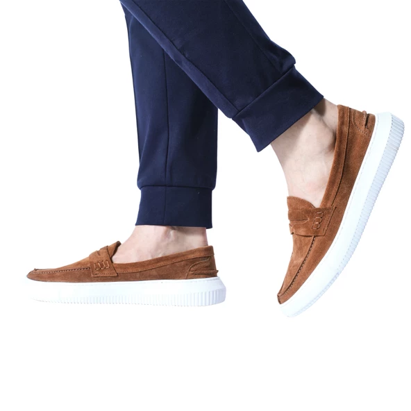 Erkek Hakiki Süet Deri Günlük Sneaker Taba Ayakkabı - 6