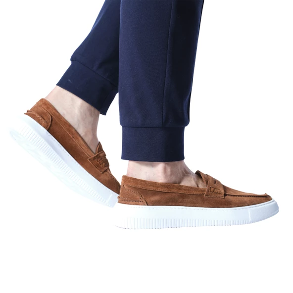 Erkek Hakiki Süet Deri Günlük Sneaker Taba Ayakkabı - 5