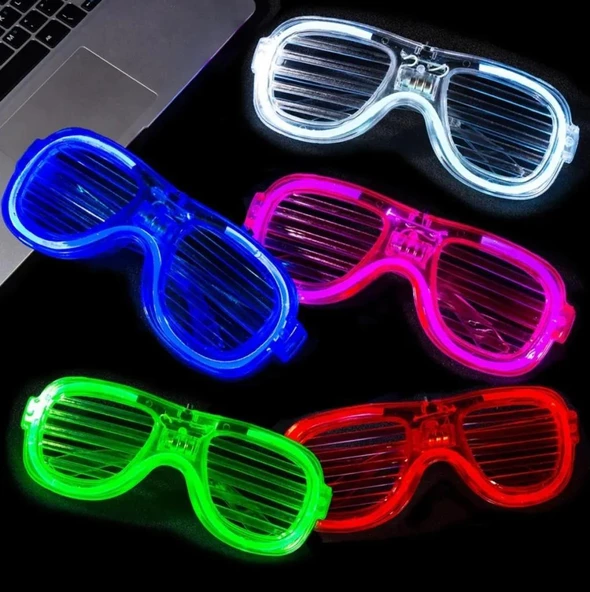 Doppler Kırmızı Led Parti Gözlüğü Eğlence Gözlüğü Pilli 3 Modlu Işıklı - 2