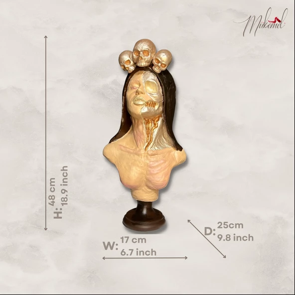 Şeker kafatası Catrina ( büstü heykeli, güçlü kadın figürü, dekoratif sanatlar ) Mukemel tasarımları - Resim 3