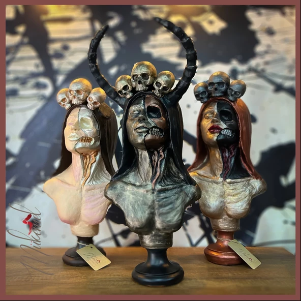 Şeker kafatası Catrina ( büstü heykeli, güçlü kadın figürü, dekoratif sanatlar ) Mukemel tasarımları - Resim 2