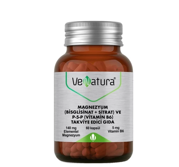 Venatura Magnezyum Bisglisinat Sitrat P 5 P Vitamin B6 60 Kapsül
