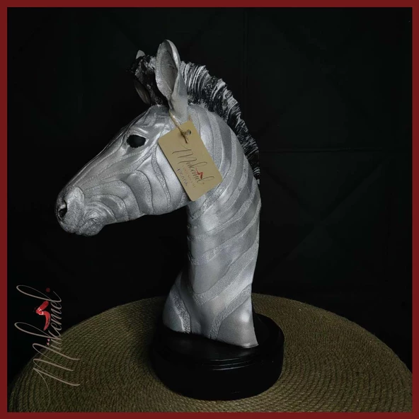 Köpüklü zebra (zebra heykeli, vahşi yaratık, simli desen, dekorasyon heykeli) Mukemel tasarımları - 3