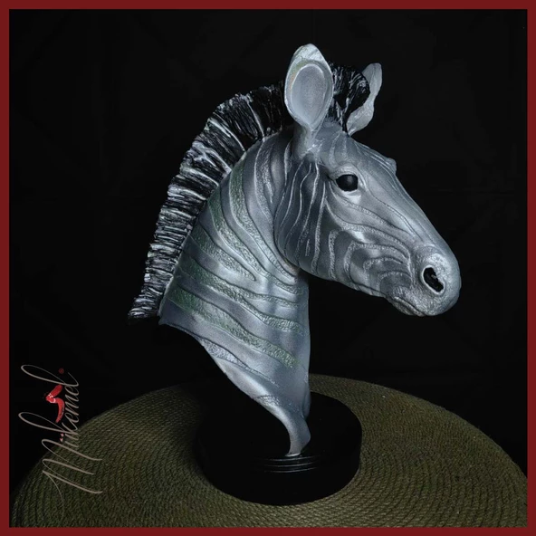 Köpüklü zebra (zebra heykeli, vahşi yaratık, simli desen, dekorasyon heykeli) Mukemel tasarımları - 4