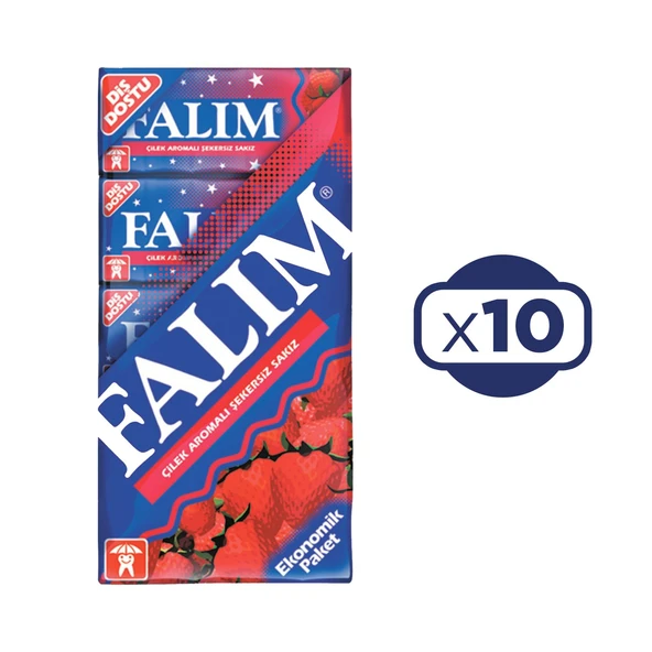Falım 5' li Çilek Aromalı Şekersiz Sakız x 10 Adet