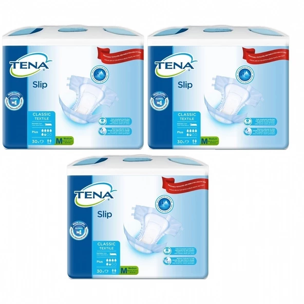 Tena Slip Classic Textile Plus Tekstil Yüzey Orta Boy (M) 90'lı 5,5 Damla Hasta Bezi