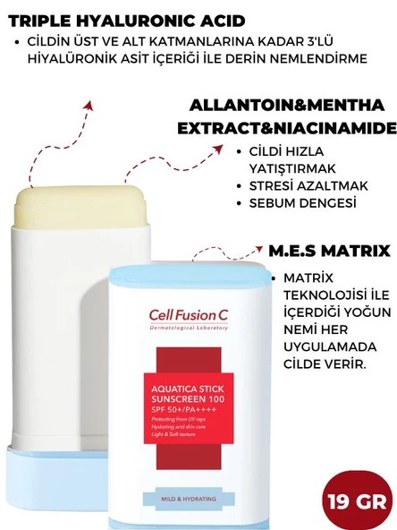 Cell Fusion C Aquatıca Nemlendirici Yüksek Koruyucu Stick Güneş Kremi 19 gr - 3