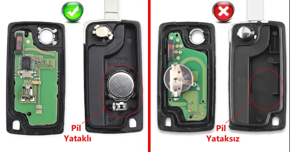 Citroen Berlingo C3 C4 C5 Uyumlu 3 Tuşlu Kumanda Anahtar Kabı Oto Anahtarlık Pil Yataklı Logolu - Resim 5