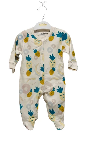 uğurböceğiçocuk Aziz Bebe 6921 Ananas Baskılı Patikli Tulum 6921 - 5
