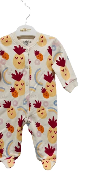 uğurböceğiçocuk Aziz Bebe 6921 Ananas Baskılı Patikli Tulum 6921 - 10