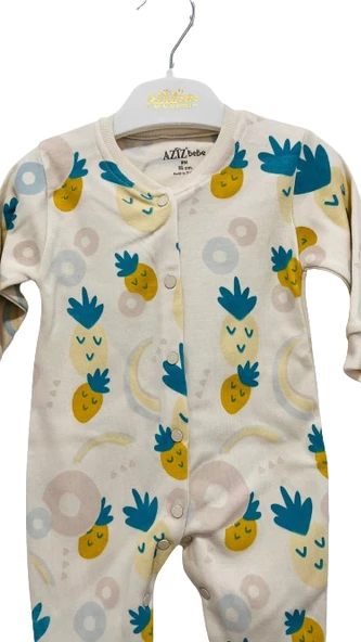 uğurböceğiçocuk Aziz Bebe 6921 Ananas Baskılı Patikli Tulum 6921 - 6