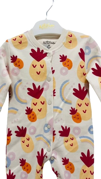 uğurböceğiçocuk Aziz Bebe 6921 Ananas Baskılı Patikli Tulum 6921 - 9