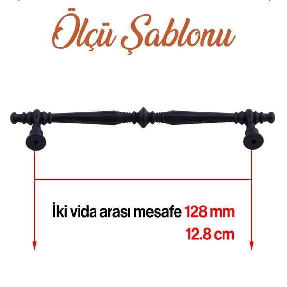 Muse Siyah Metal Kulp 128 mm 12.8 cm Mobilya Çekmece Mutfak Dolabı Dolap Kulpları Kapak Kulpu Kulbu - 3