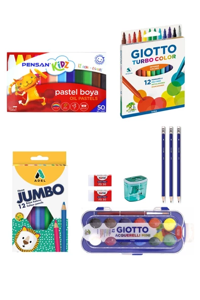 Pensan Pastel Boya Giotto Turbo Color Keçeli Kalem Adel Jumbo Kuru Boya Giotto Suluboya Okul Seti ürün görseli 1