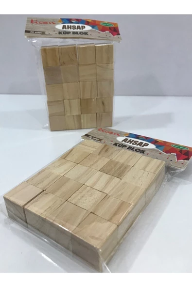 Ahşap Küp Blok Renksiz 20 li 1 Paket - 2