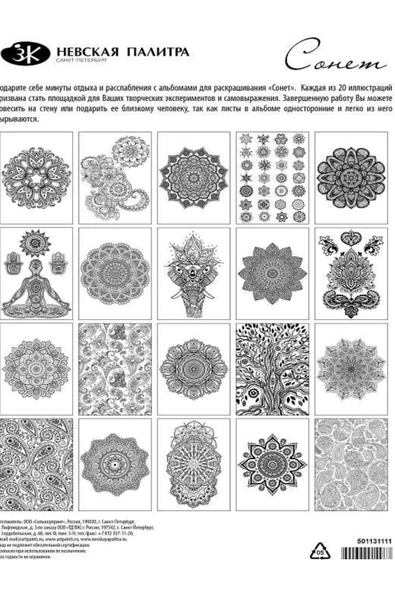 St. Petersburg Sonnet Boyama Kitabı Mandala A4 160 gr 20 Yaprak Bic Kuru Boya Kalemİ 24'Lü Set - 2