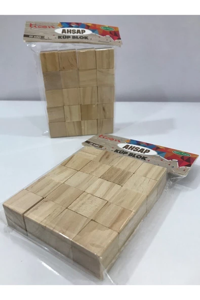Ahşap Küp Blok Renksiz 20 li 1 Paket