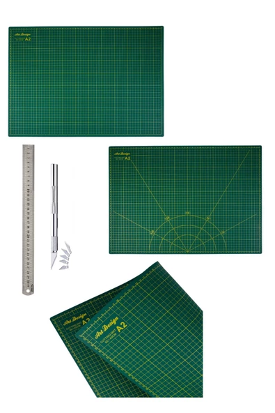 A2 Kesim Matı Çift Taraflı Kesim Altlığı Kretuar Bıçağı 5 Yedekli Çelik Cetvel 30 Cm ürün görseli 1