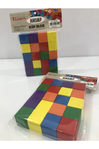TİCON AHŞAP KÜP BLOK RENKLİ 20 Lİ - Resim 2