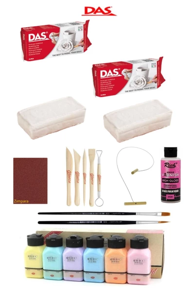 Das Beyaz Seramik Kili 2x500gr Artdeco Akrilik Boya 6x75 Pastel Renkler