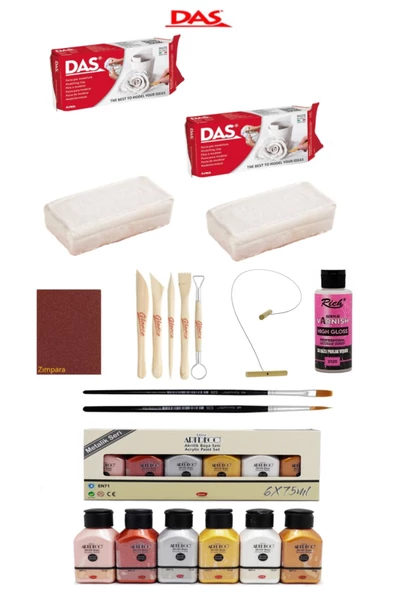 Das Beyaz Seramik Kili 2x500gr Artdeco Akrilik Boya 6x75 Ml Metalik Renkler ürün görseli 1