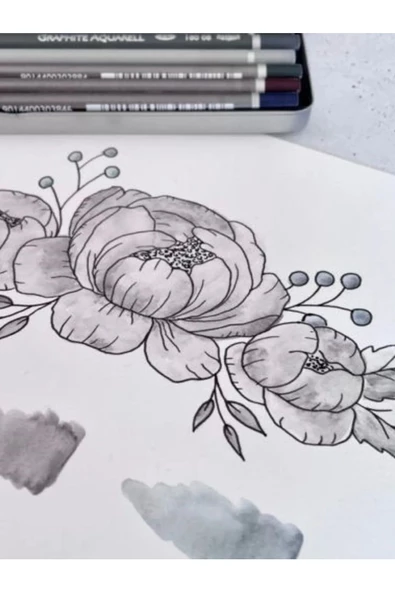 Canson A5 200 gr 20 Sayfa Taşıma Çantası Cretacolor 6'+3  Aquarell Sulandırılabilir Dereceli Kalem - Resim 5