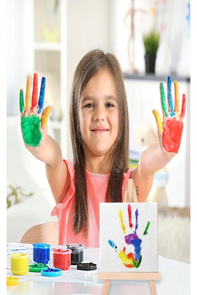 Masaüstü Mini Şövale Parmak Boyası Kuruboya Boyama Kitabı Çocuk Eğlence Seti - 2