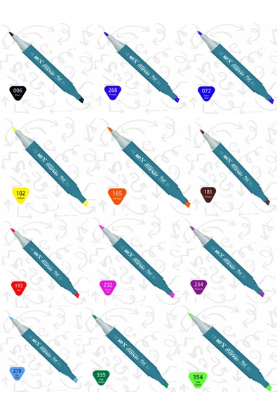 Akrilik Metalik Marker 6 Metalik 6 Canlı Renkler SKETCH MARKER ÇİFT TARAFLI KALEM SET 12'Lİ Çantalı - Resim 4