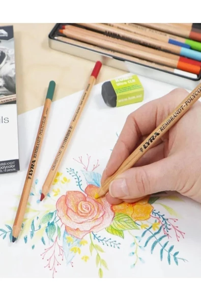 Dereceli Kurşun Kalem Seti 25x35  Duralit Masaüstü Drawing Şövale Set  Polycolor 12'li Set - 4