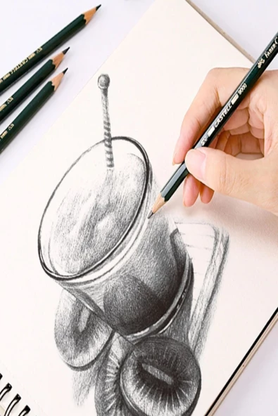 Tigertint Sketchbook Defter 100 gr A5 80 Yp Faber Goldfaber Dereceli Kalem Set 8 Parça Eskiz - Resim 2