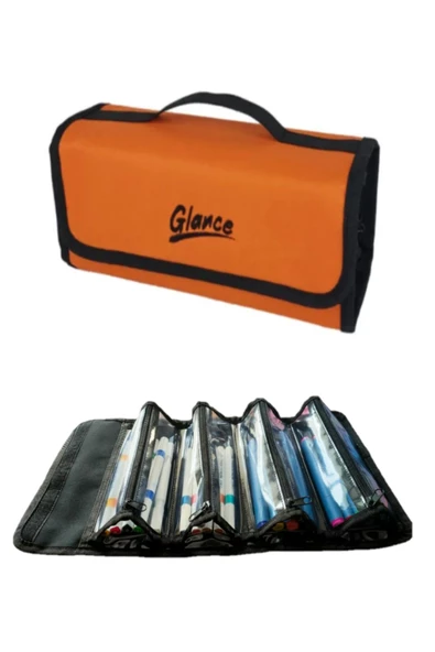 Akrilik Metalik Marker 6 Metalik 6 Canlı Renkler SKETCH MARKER ÇİFT TARAFLI KALEM SET 12'Lİ Çantalı - Resim 2