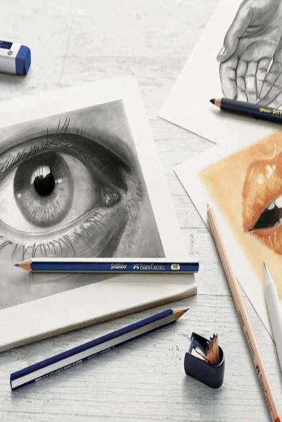 Tigertint Sketchbook Defter 100 gr A5 80 Yp Faber Goldfaber Dereceli Kalem Set 8 Parça Eskiz - Resim 3