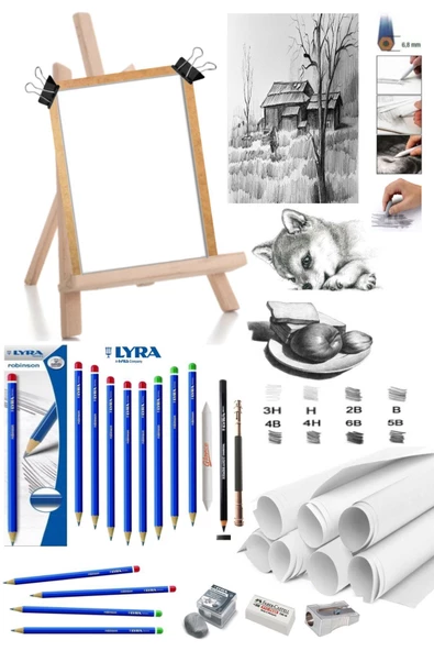 Dereceli Kurşun Kalem Seti 25x35  Duralit Masaüstü Drawing Şövale Set ürün görseli 1