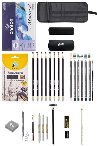 Canson Defter A5 200gr Adel Dereceli Kalem Seti 8'li Cretacolor 6'lı Aquarell Sulandırılabilir Rulo ürün görseli