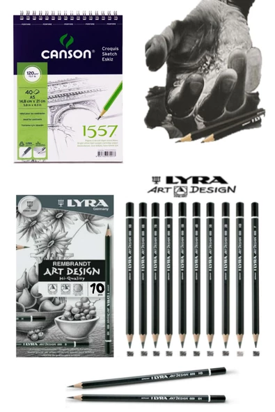 Canson 1557 Eskiz Çizim Defteri 40 Yp Lyra Art Design Dereceli Kalem 10'lu Set ürün görseli 1