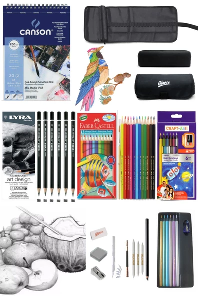 Canson Defter A5 200 grLyra Art Design Dereceli Karakalem Craft 6 Lı Metalik Aquarel Eskiz Çantası ürün görseli 1