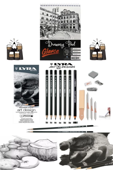 Eskiz Defteri A5 120 gr 50yp Lyra Art Design Dereceli Karakalem Eskiz profesyonel Çizim Seti ürün görseli 1