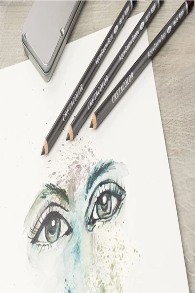 Art Liva 300 Gr 20 Yp A5 Cretacolor6'lı Aquarell Sulandırılabilir Fırçalı Rulo Kalemlik Seti - Resim 3