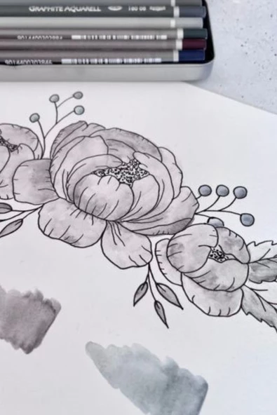 Alex Schoeller A5 300gr Cretacolor 6'lı Aquarell Sulandırılabilir Fırçalı Rulo Kalemlik Eskiz Seti - Resim 4