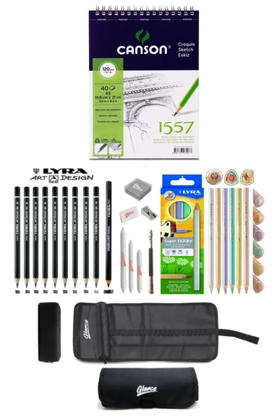Canson A5 Eskiz Defteri 120 Gr Karakalem Velyra 6 Renk Jumbo Metalik Kuru Boya Çizim Eskiz Seti ürün görseli 1