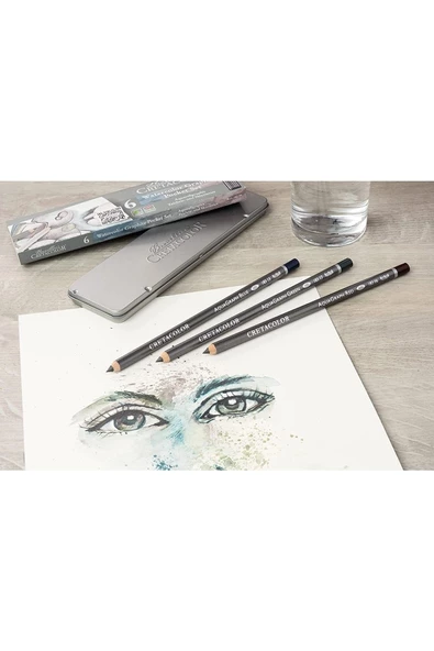 Cretacolor 9'lu Aquarell Sulandırılabilir Fırçalı Karakalem Eskiz Dereceli Çizim Kalemi Çantalı Set - Resim 5