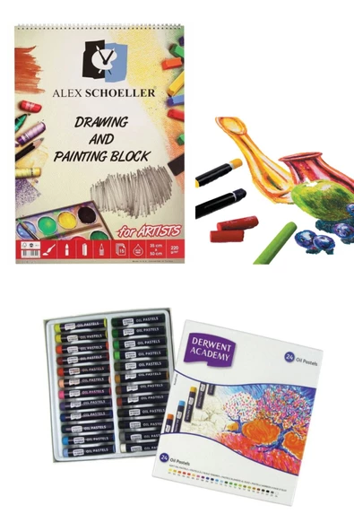 Alex Schoeller Drawing And Painting Block 35x50 Cm 15yp 220gr Derwent Academy Oil Pastel 24'lü ürün görseli 1