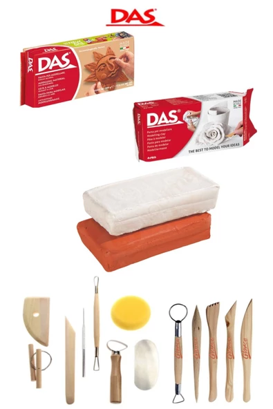 Das Beyaz Kahve Seramik Kili 2x500gr 13'lü Şekillendirme Seti ürün görseli