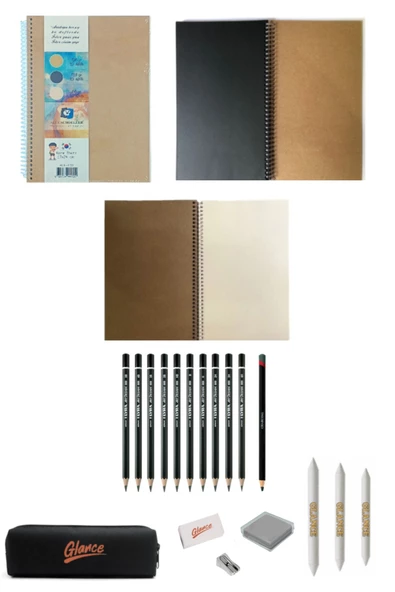 Alex Schoeller Karma Defter 75 Yaprak 17x24cm Lyra Dereceli Kalem Çantalı Eskiz Çizim Seti