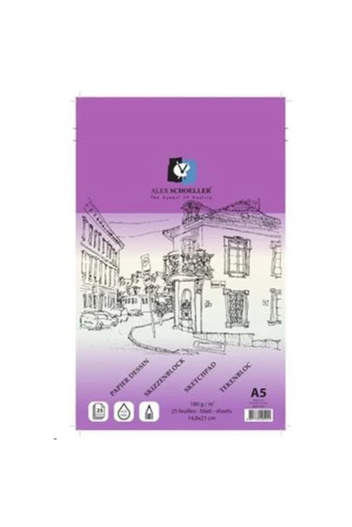 Spiralli Eskiz Blok A5 Alx-7808 180 gr 25li ürün görseli 1