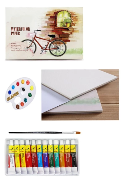 Defter Blok 12 Yaprak 230 Gram 105 X 155 Mm Fanart Akrilik Boya Seti 12x12 Ml