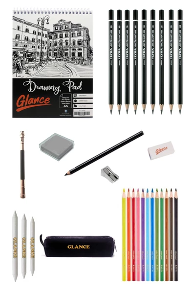 Eskiz Defteri A5 120 Gr 50 Yp Lyra Dereceli Kalem Adel 12'li Kuruboya Set 12 Li Set ürün görseli 1