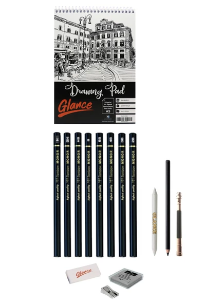 A5 Çizim Defteri 120 Gr 50 Yp Tombow Monor Dereceli Kalem Çizim Eskiz Seti ürün görseli 1