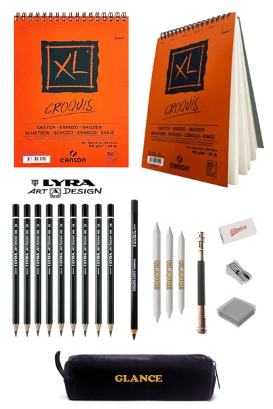 Canson Xl A5 Eskiz Defterli Karakalem Ve Kalemlik Hediyeli! Çizim Eskiz Seti ürün görseli 1