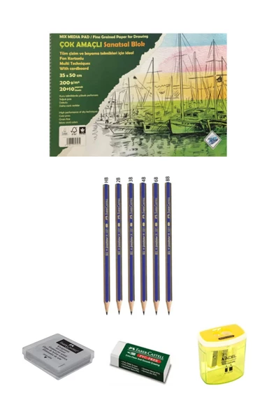 Art Liva Resim Defteri Fon Kartonlu 35x50 200 Gr.20+10 Yp-faber Castell Dereceli Kurşun Kalem Seti ürün görseli 1